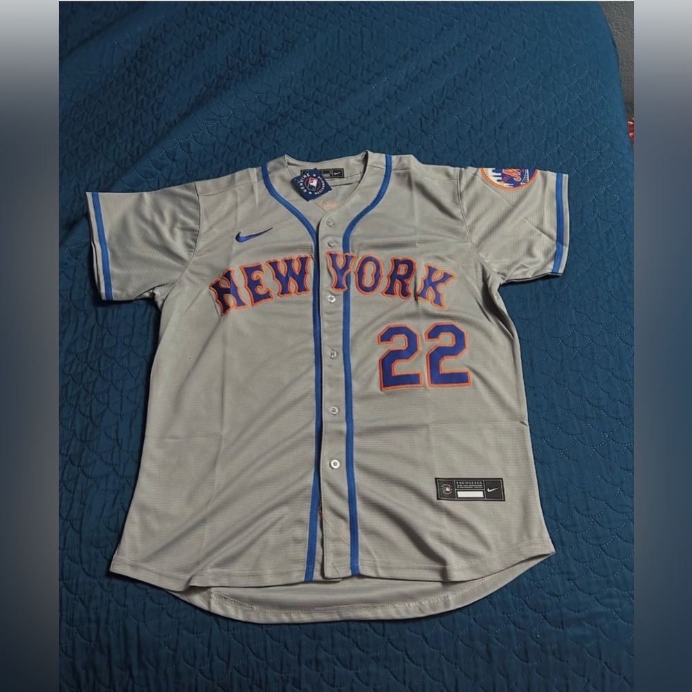 🎉2X HOST PICK🎉Nike Gray New York Jersey with Blue and Orange Accents